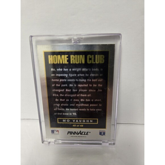 1993 Pinnacle Home Run Club Mo Vaughn Boston Red Sox #40 - Picture 2 of 3